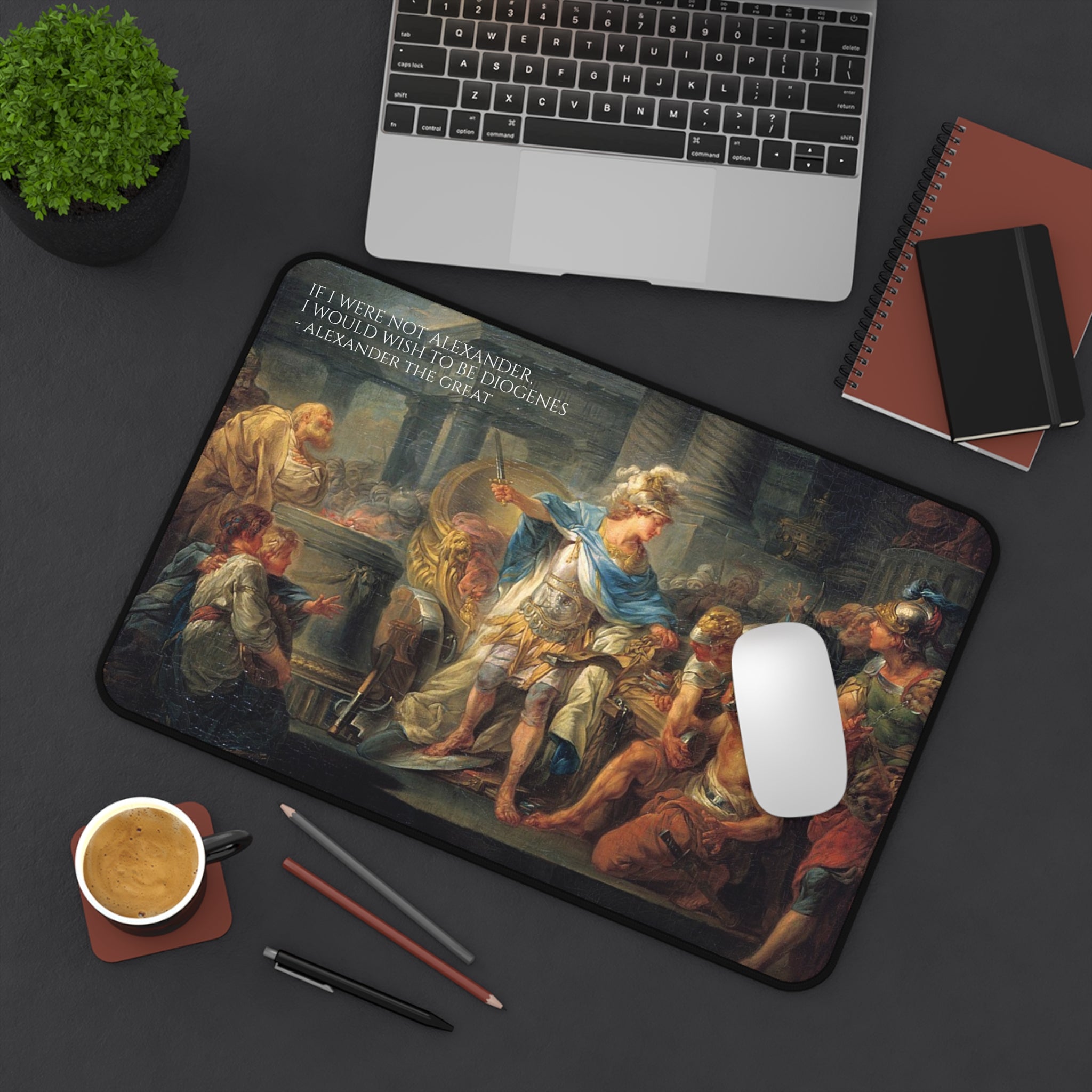 Classical Alexander the Great Desk Mat — 'If I Were Not Alexander, I Would Wish to Be Diogenes'