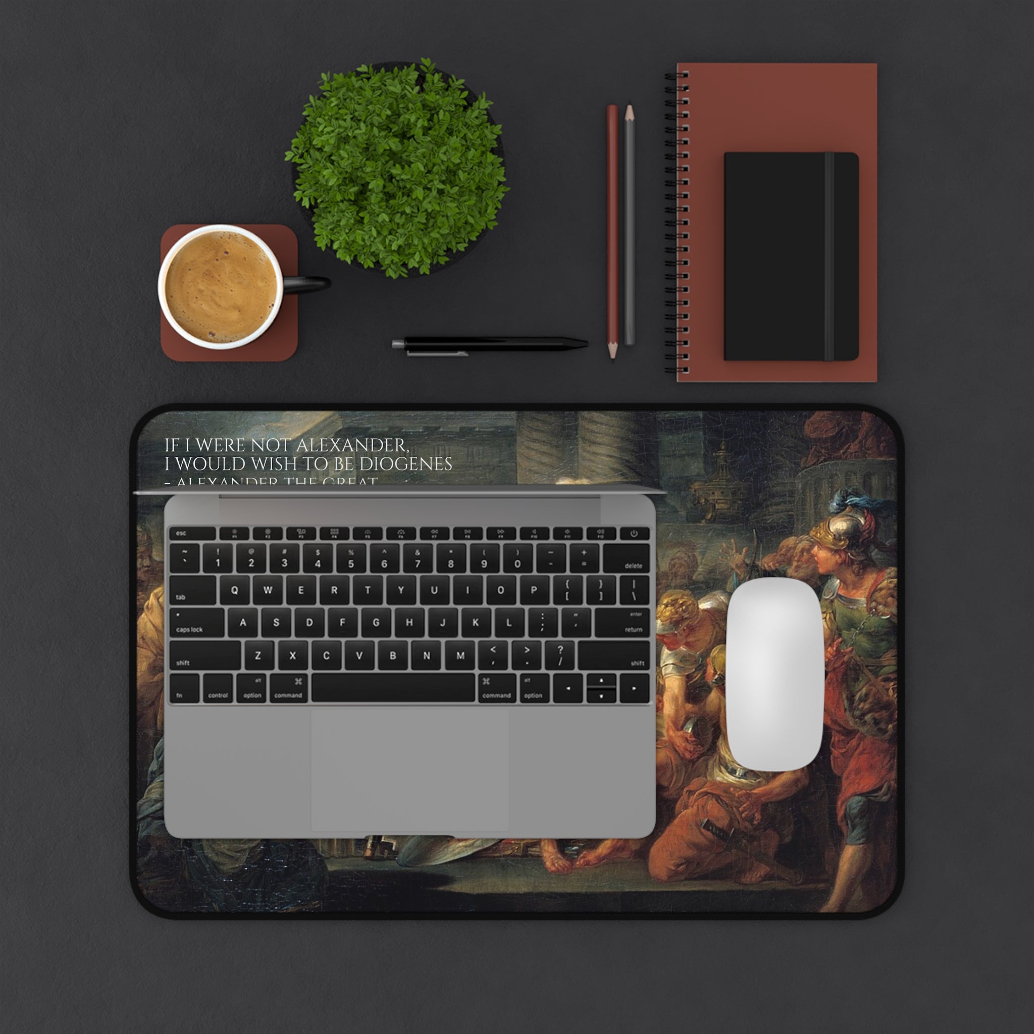 Classical Alexander the Great Desk Mat — 'If I Were Not Alexander, I Would Wish to Be Diogenes'
